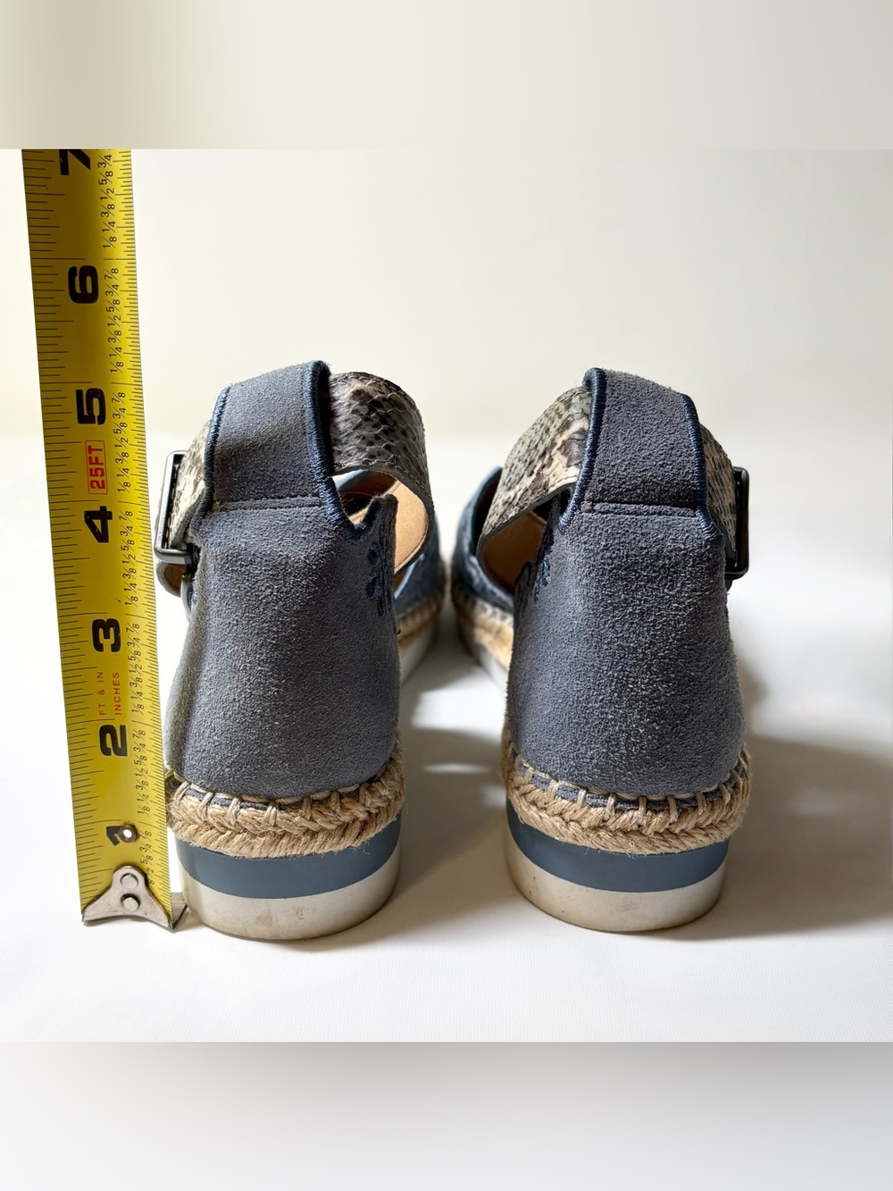 Crown Vintage Brixie Powder Blue Espadrille Leather Scalloped Embroider Size 7 - Picture 12 of 14